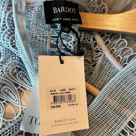 Bardot New Brenda Light Blue Lace Sheath Short Dress Size US 4/ XS - Picture 9 of 9